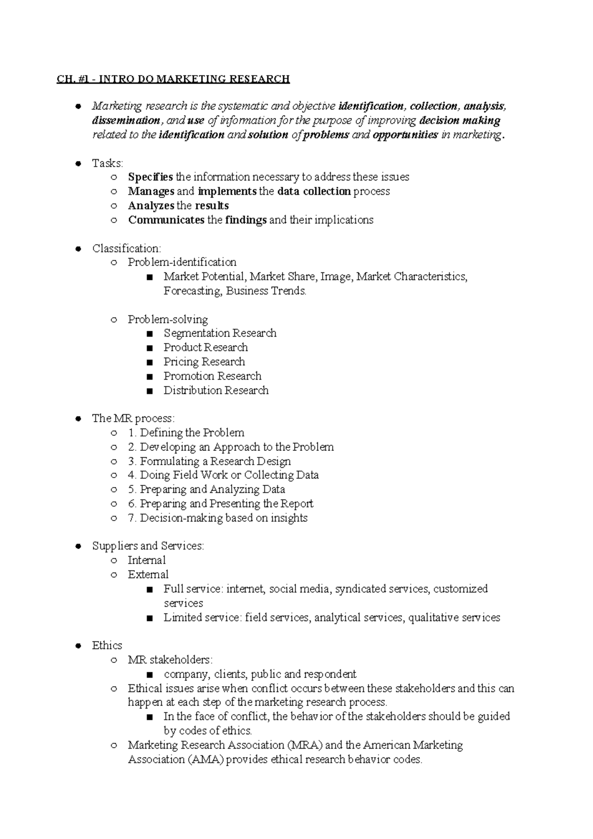 Marketing Research - MKT 301 Midterm Study Guide and Review - Studocu