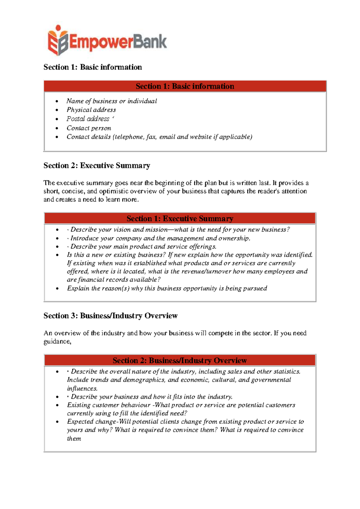 BUS 101: Business Plan Structure Overview and Key Sections - Studocu