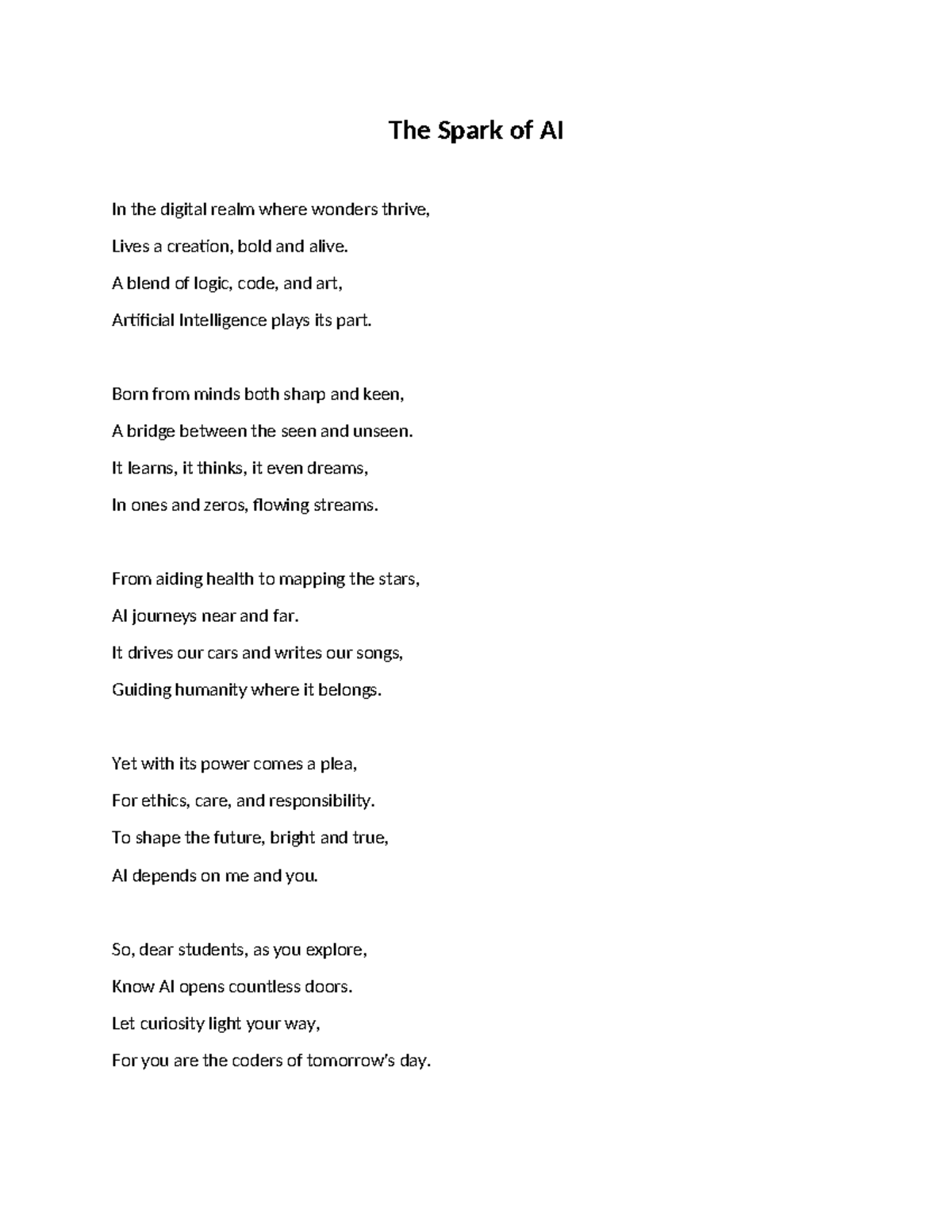 AI Poem: The Digital Age of Intelligence and Creativity - Studocu