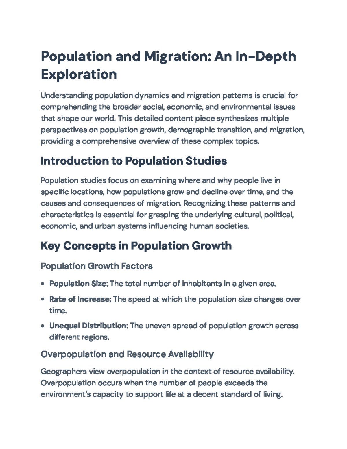 Population Dynamics & Migration Patterns: A Comprehensive Guide - Studocu