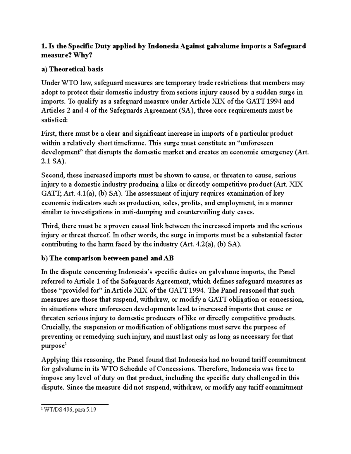 WTO Analysis - 1. Is the Specific Duty applied by Indonesia Against ...