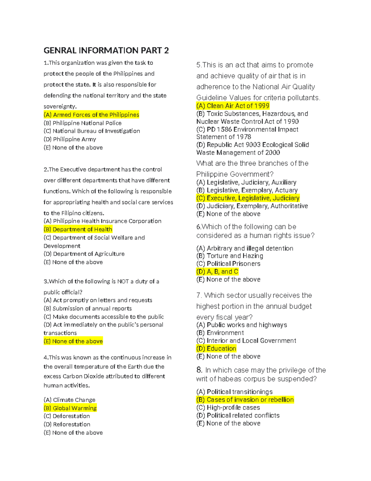 GEN 101: General Information Part 2 - Key Concepts and Questions - Studocu