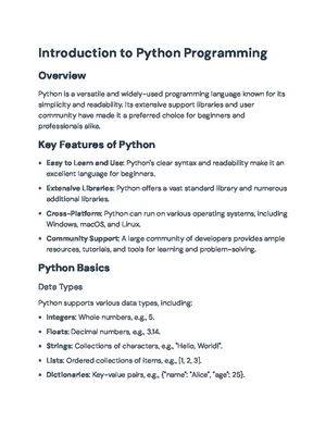 Python Programming - Study Notes & Assignments - Studocu