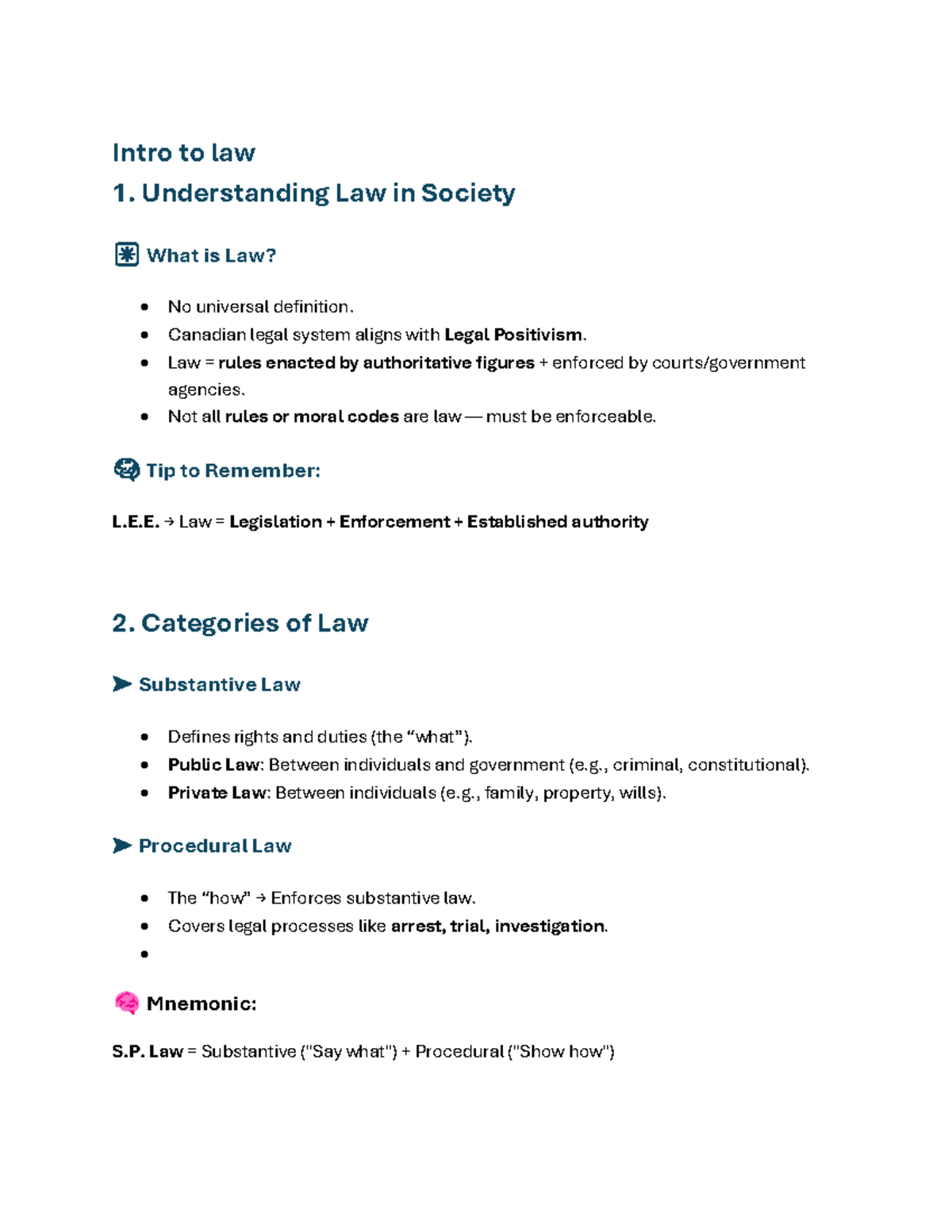 Intro to Law 1 - Chapter 2: Understanding Law in Society and Its ...