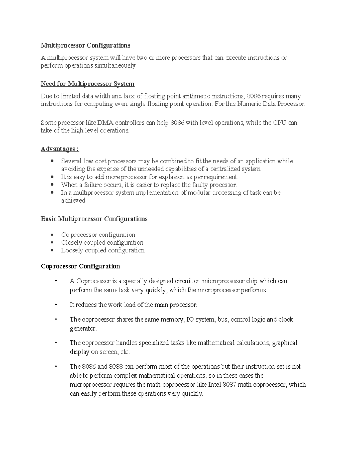 Multiprocessor Configurations: Structure and Functionality Overview ...
