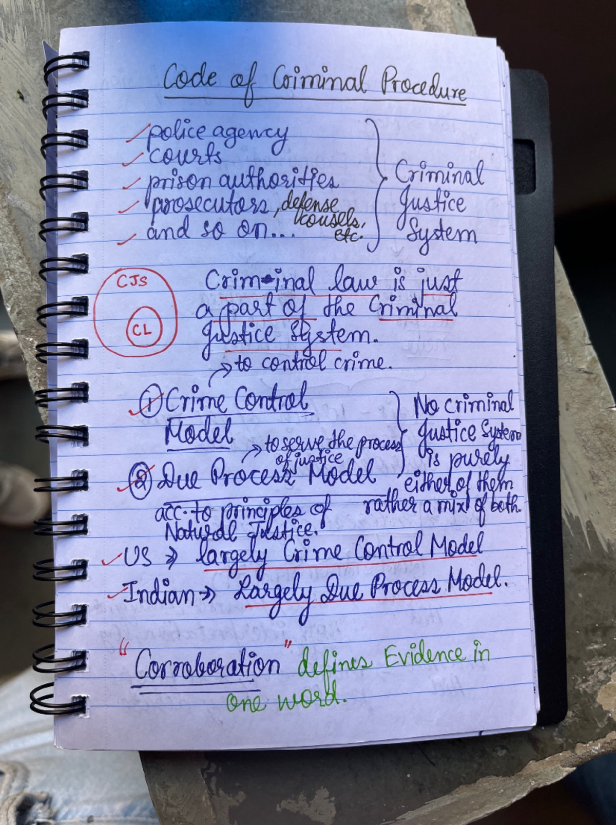 CRPC Class Notes 1 - Code of Criminal Procedure police agency courts ...
