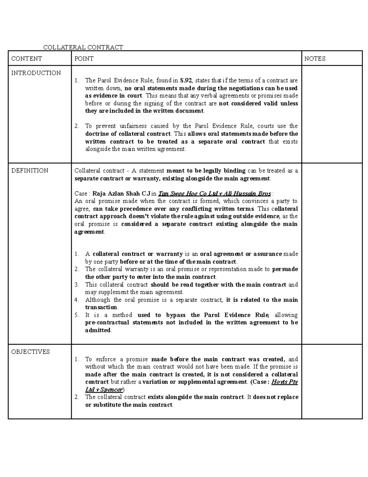 COLL 1.3: Understanding Collateral Contracts and the Parol Evidence ...