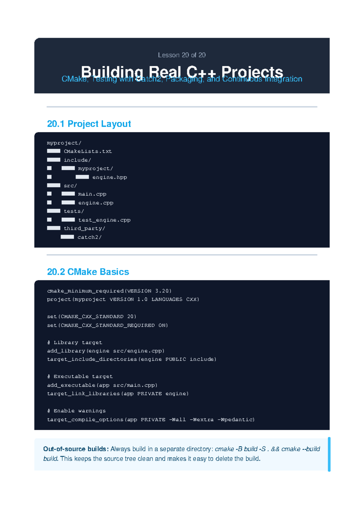 Lesson 20: Building Real Projects with CMake & Catch2 Integration - Studocu