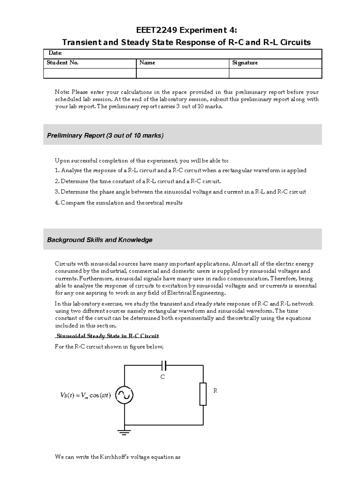 EEET2249 Lab Experiment 4 Preliminary ver 2021 - EEET2249 Experiment 4 ...