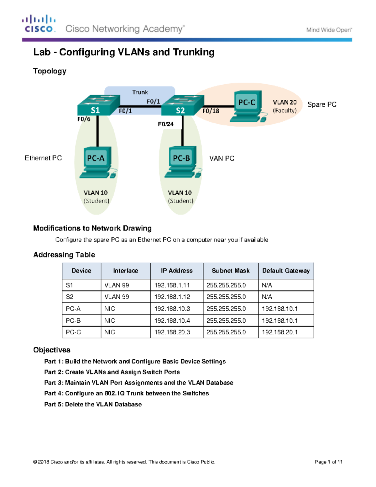 Lab SU-4a - Configuring VLANs and Trunking - Week 4 Tutorial - Studocu