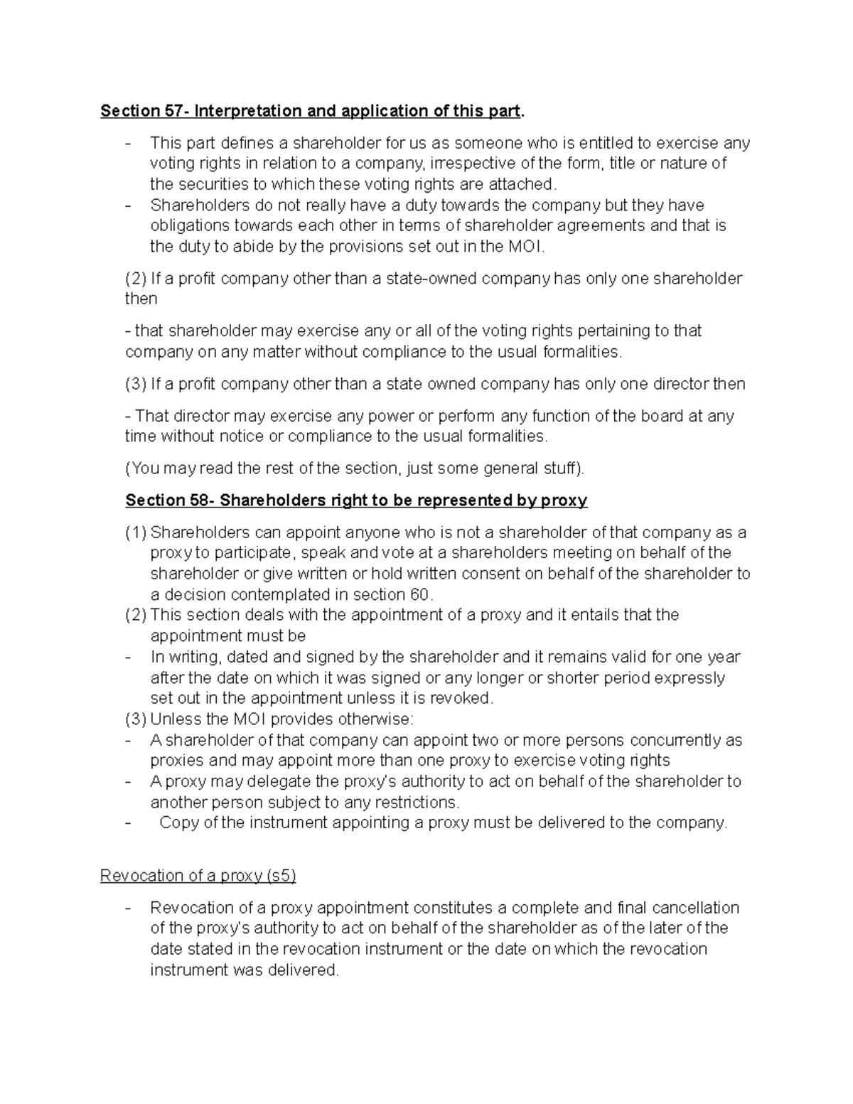 Shareholder Rights and Proxy Regulations in Company Meetings - Studocu