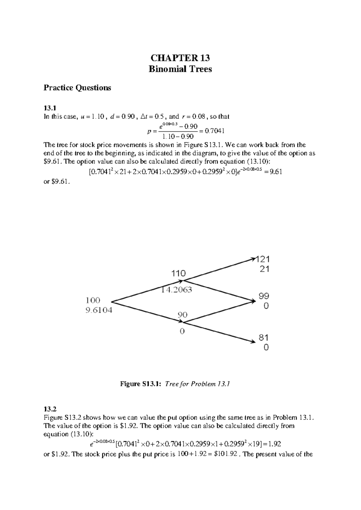 Hull OFOD 11e Solutions Chapter 13: Binomial Trees Concepts - Studocu