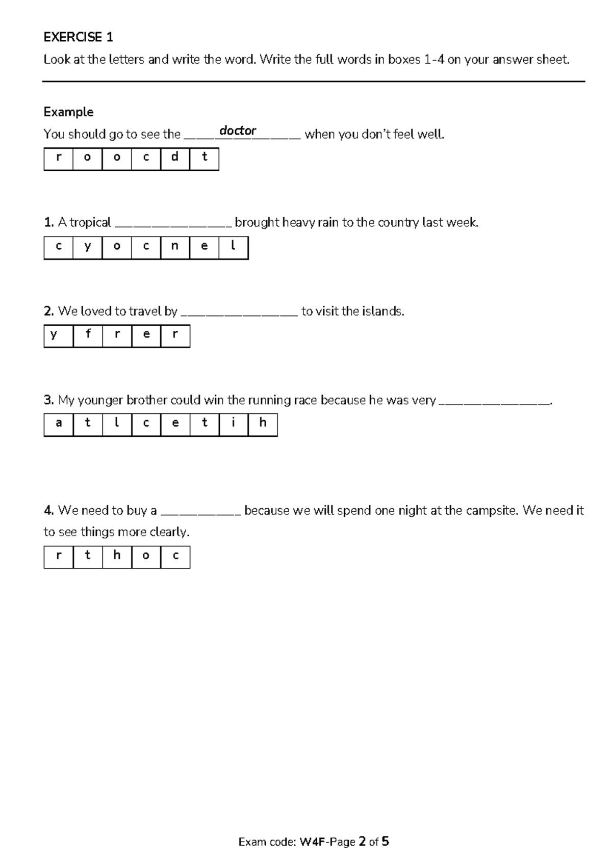 Writing Question Paper 2-2-5: Exercises and Sentence Completion - Studocu