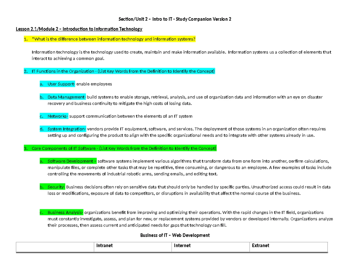 Practice Exam D: Key Concepts and Questions for Review - Studocu