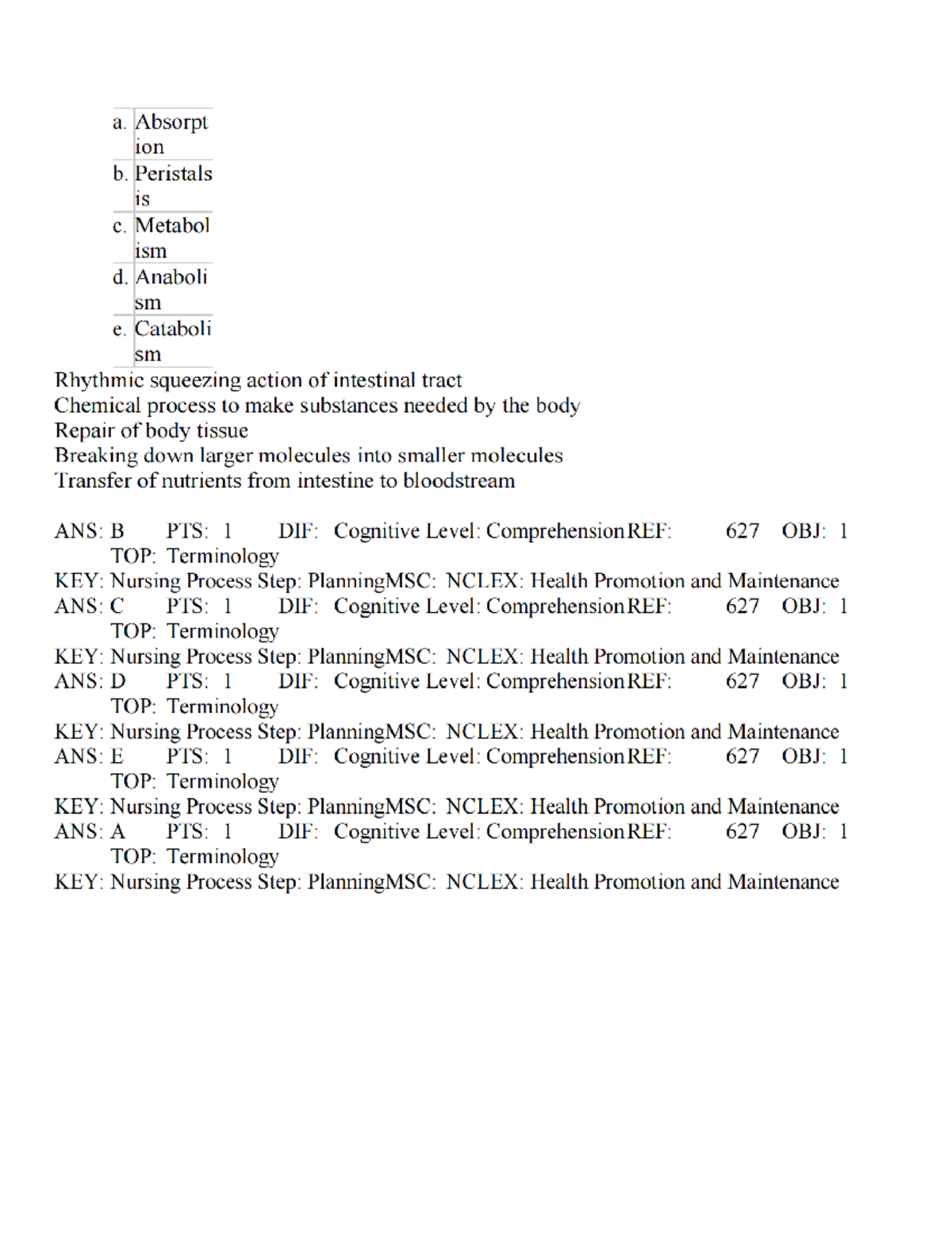 Test Bank for Medical Surgical Nursing (5th Ed) - Key Terminology - Studocu