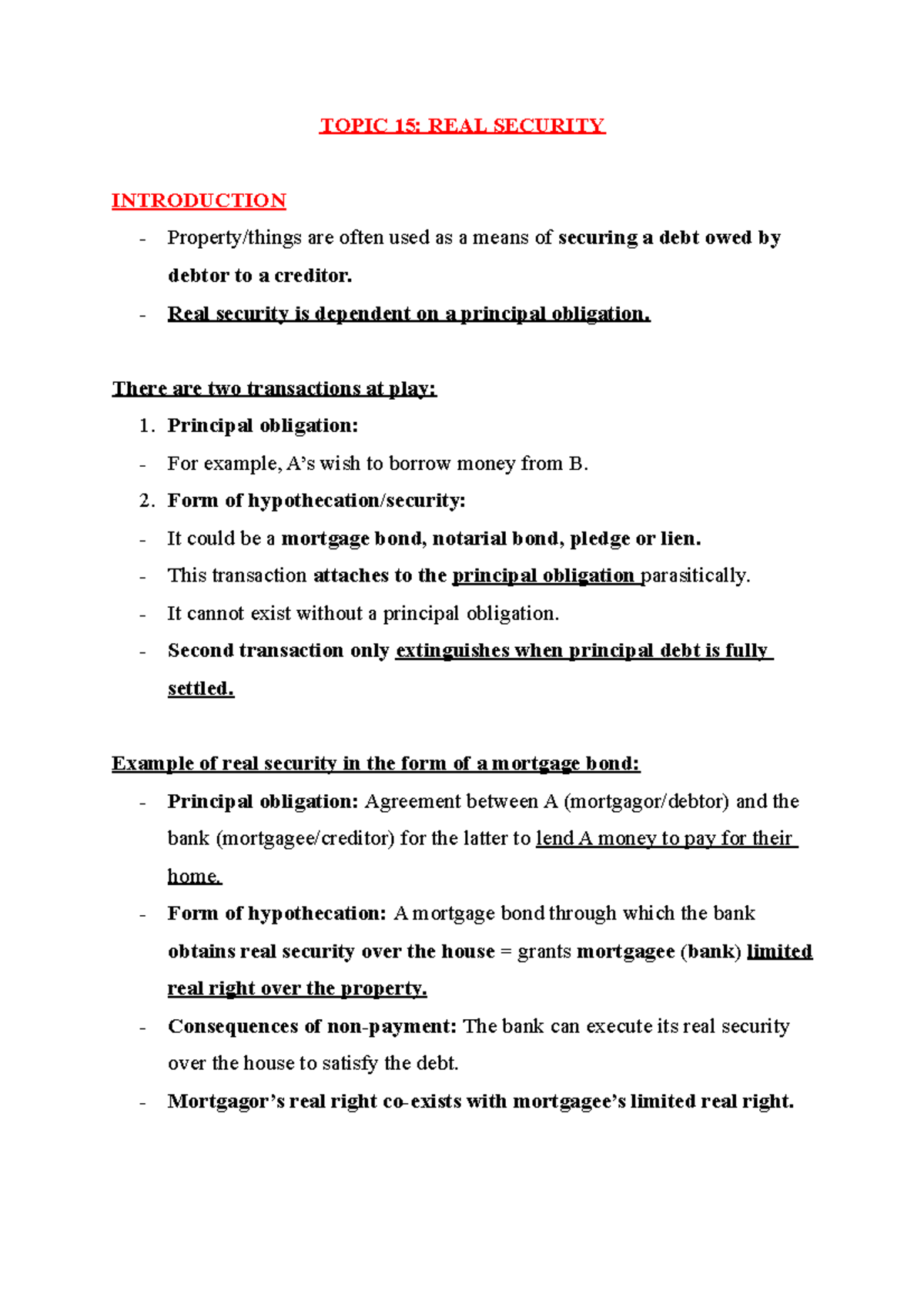 Understanding Real Security in Property Law (LAW 101) - Chapter ...
