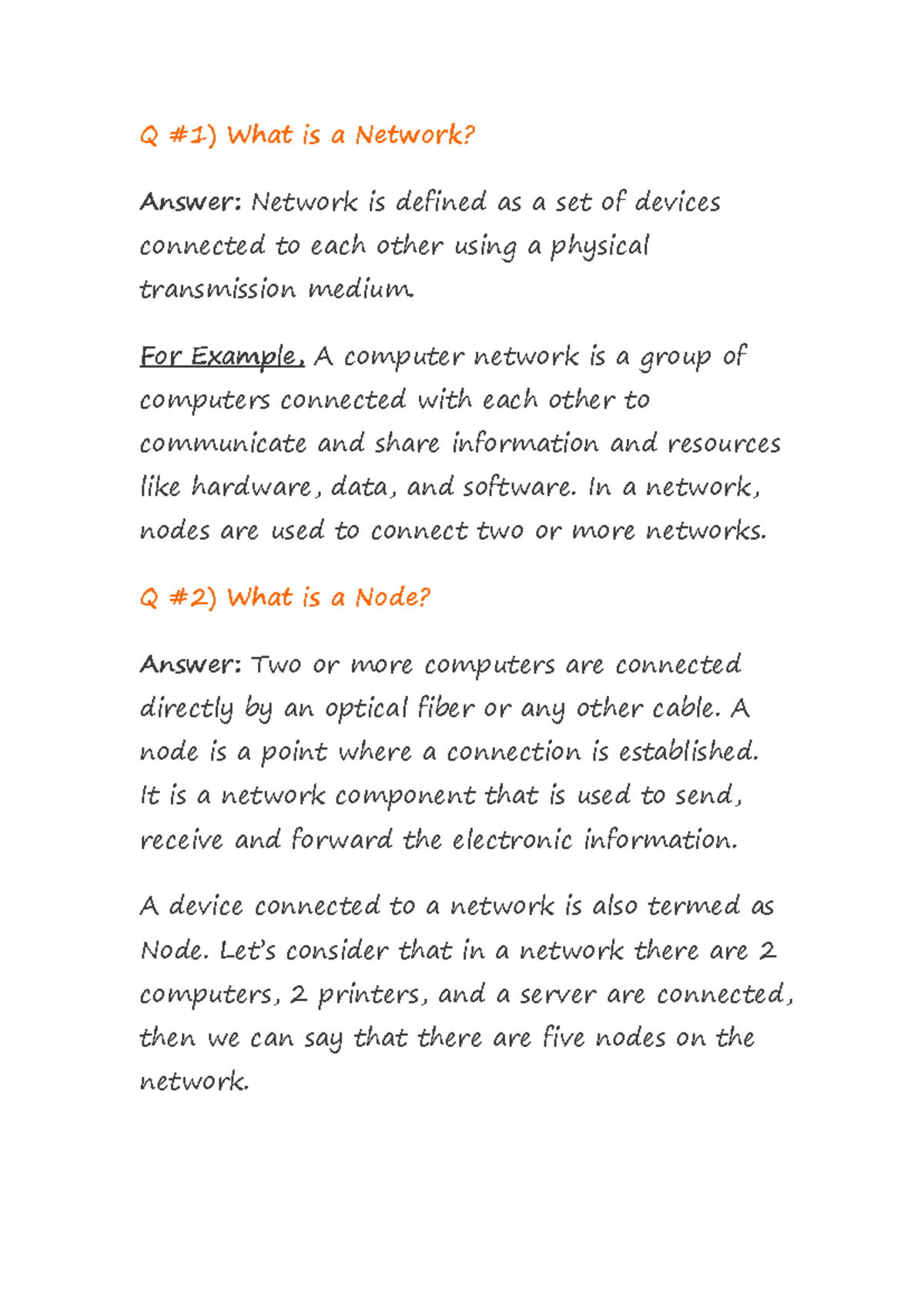Networking Notes - Network Basics - Q #1) What is a Network? Answer ...