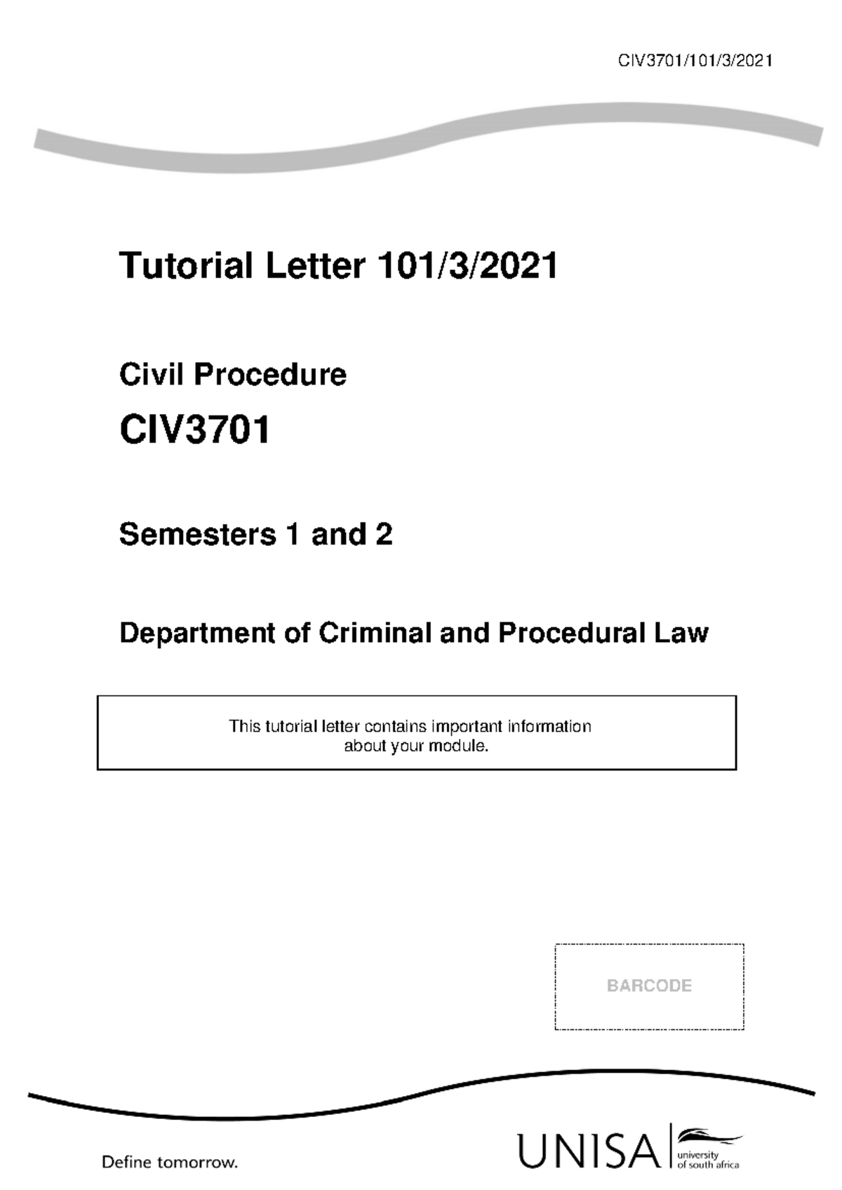 101 2021 3 b - Tutorial Letters - CIV3701/101/ 3 / 2021 Tutorial Letter ...