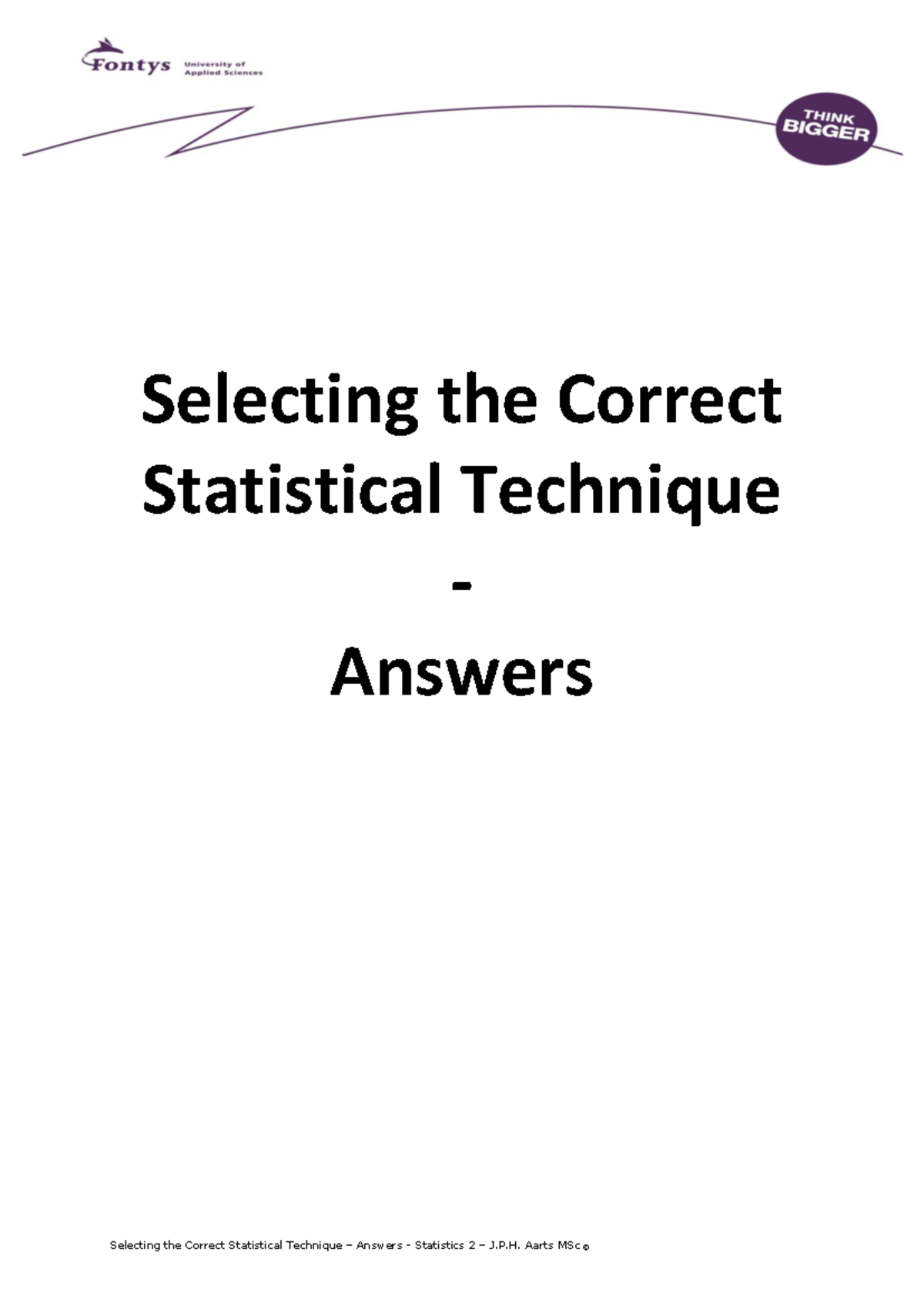 Practice Exam 2013: Statistical Techniques and Answer Key - Studeersnel