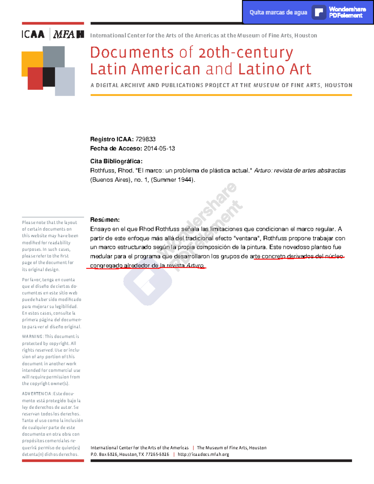 Rothfuss, Rhod: El marco, un dilema plástico actual - Arturo, 1944 ...