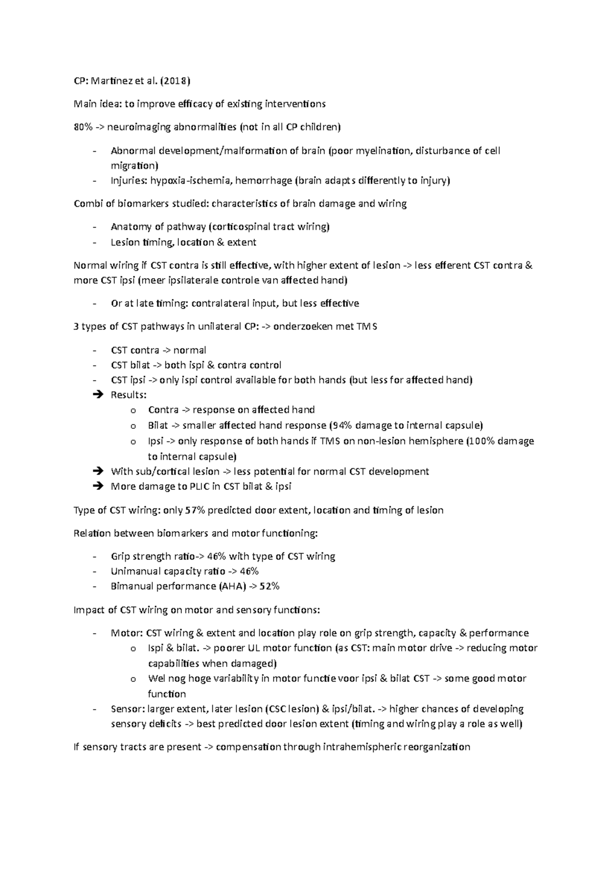 Papers TIR Samenvattingen van CP, DCD en Amputatie Onderzoek - Studeersnel