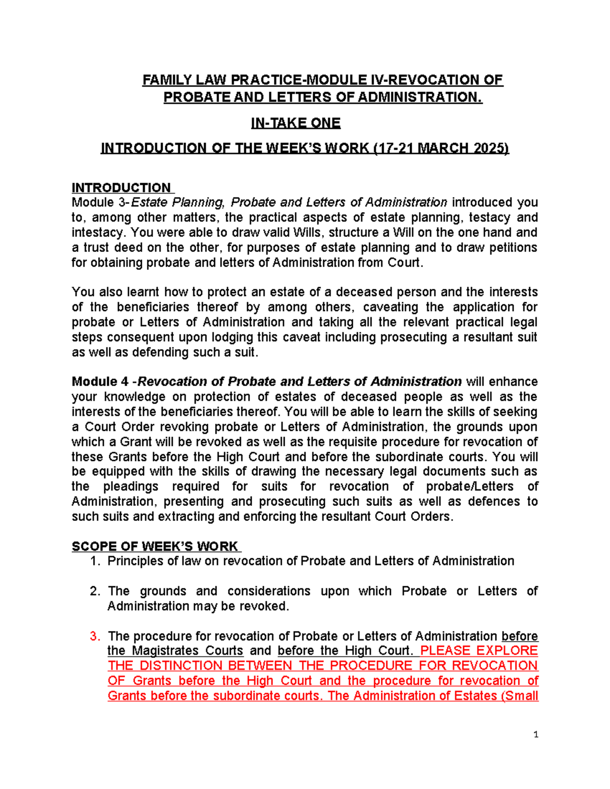 Module IV: Revocation of Probate & Letters of Administration Notes ...