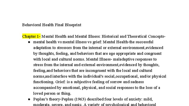 Behavioral Health Final Blueprint: Mental Health &amp; Illness Overview ...