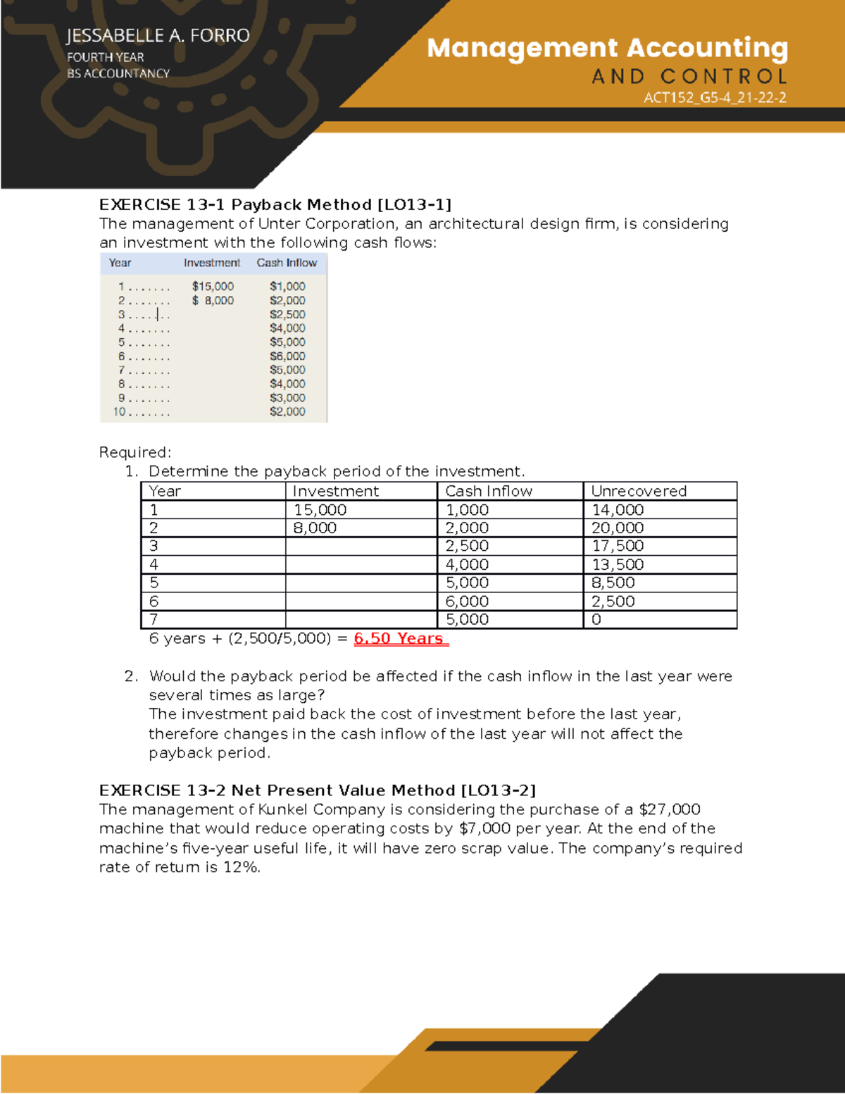 Capital Budgeting Exercises & Solutions for ACCT 301 Final Exam - Studocu