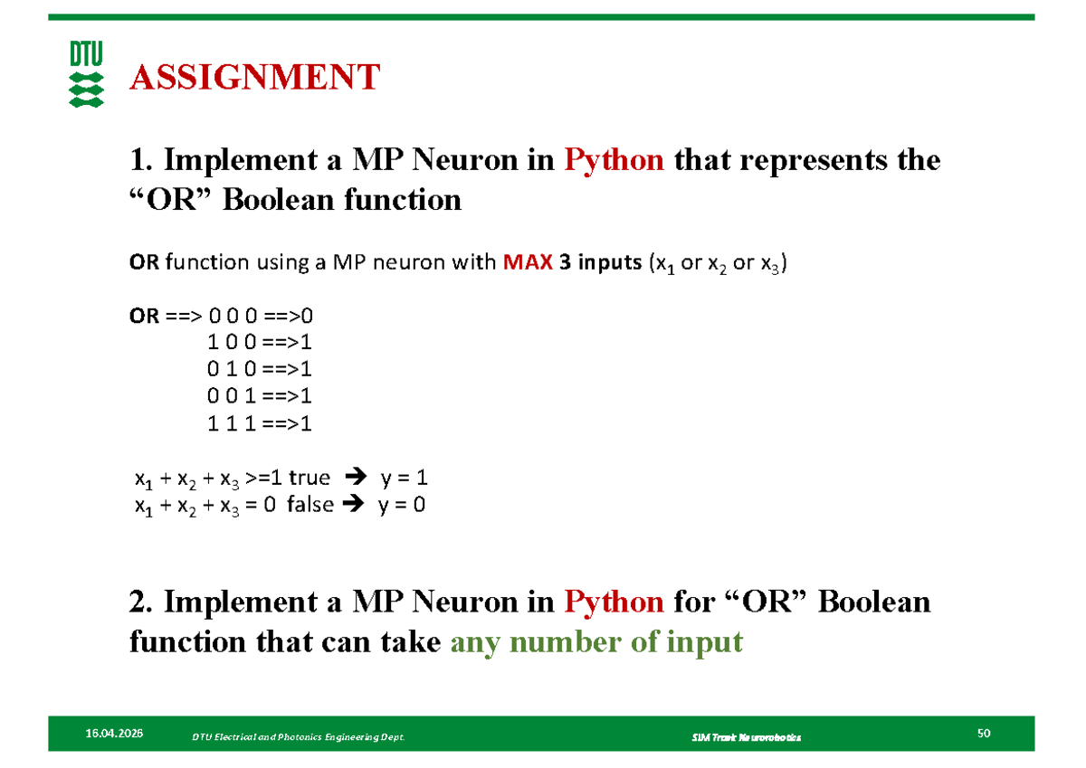 Assignment 2: MP Neuron & Perceptron Implementation in Python - Studocu