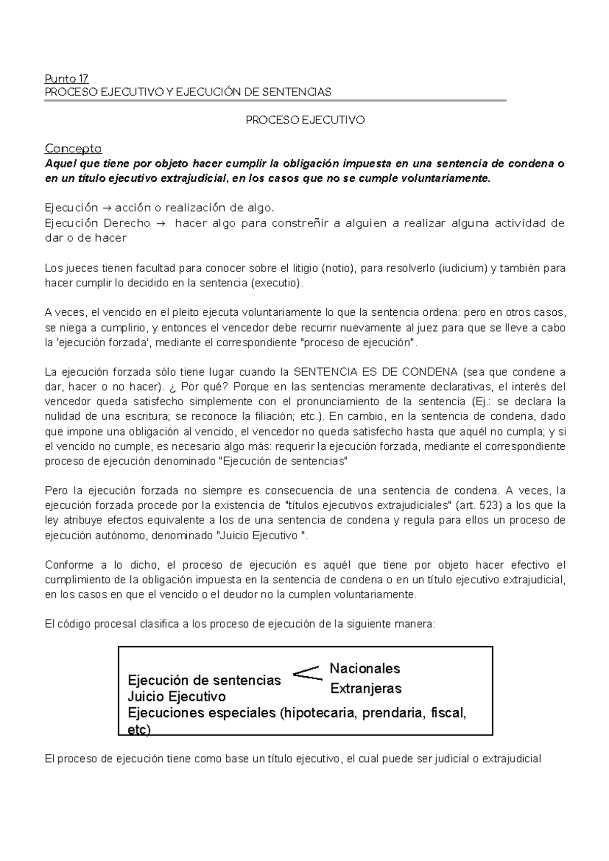 Punto 17 PCC - Proceso Ejecutivo y Ejecución de Sentencias - Studocu