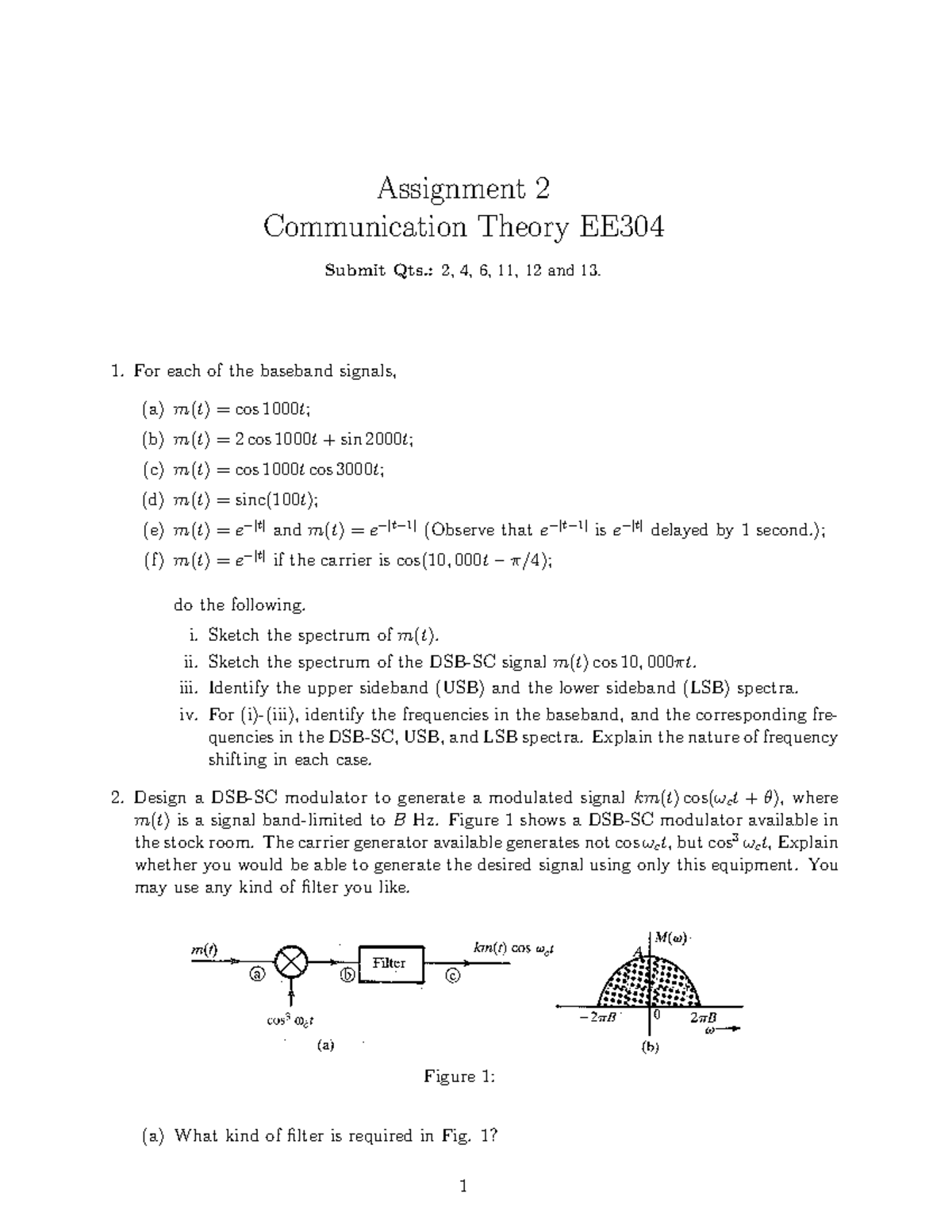 Communication Theory EE - Assignment 2 Solutions and Tutorial - Studocu