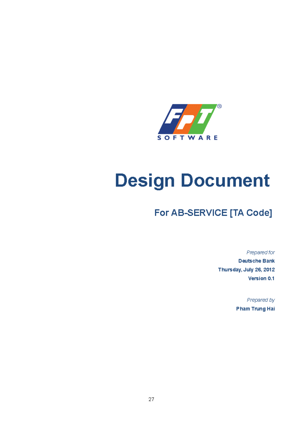 ATM Design Document - Design Document For AB-SERVICE [TA Code] Prepared ...