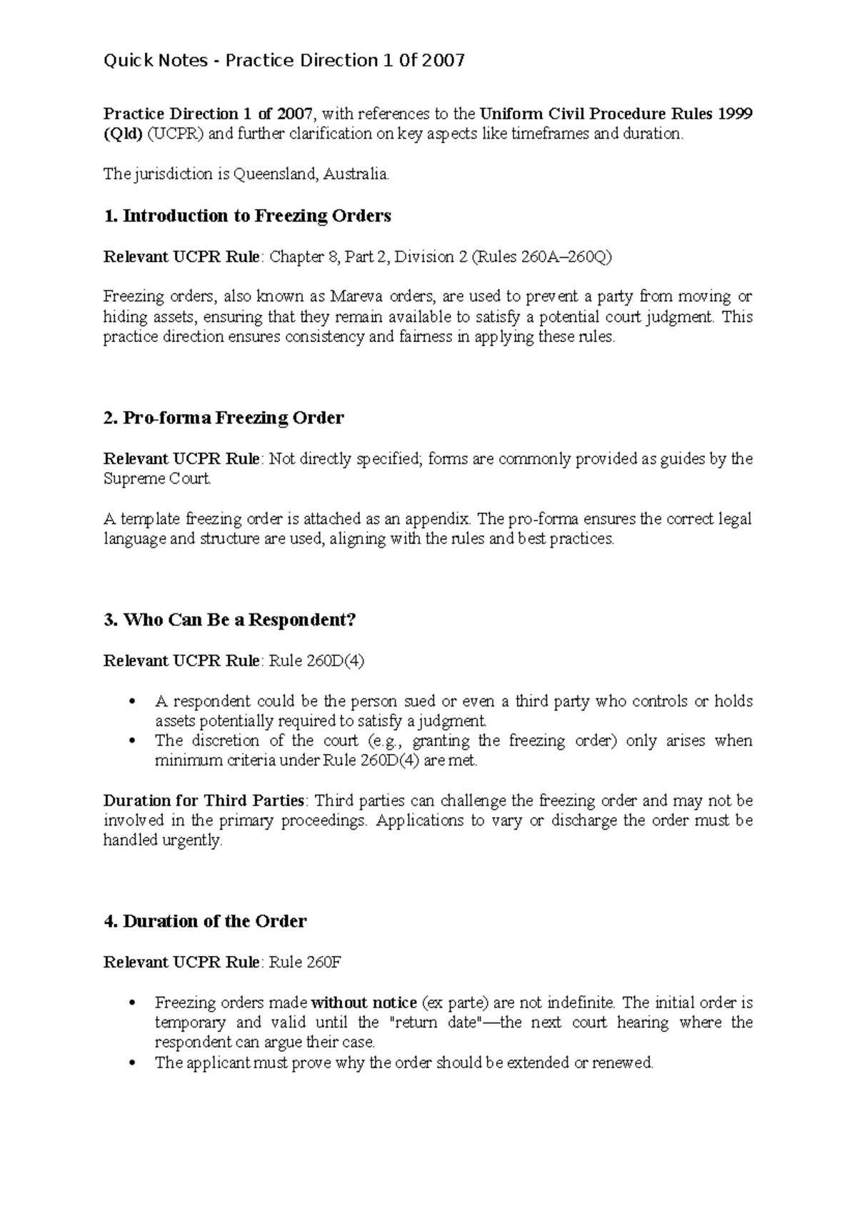 Practice Direction 1 of 2007 QN - Practice Direction 1 of 2007, with ...