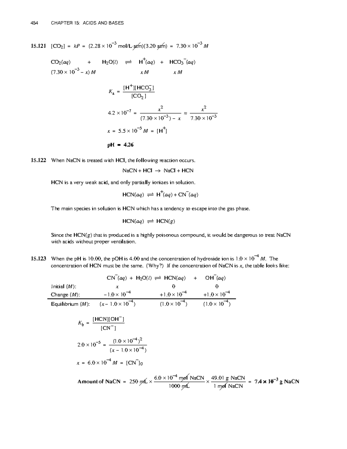 454 CHAPTER 15: ACIDS AND BASES - Chemistry Solutions Manual - Studocu