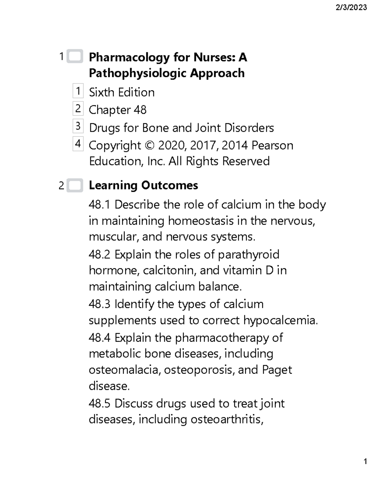 Pharm CH 48 Outline: Drugs for Bone and Joint Disorders - Studocu