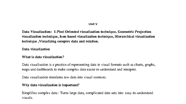 Unit 5 Data Visualization Techniques: Exploring Complex Data Insights ...