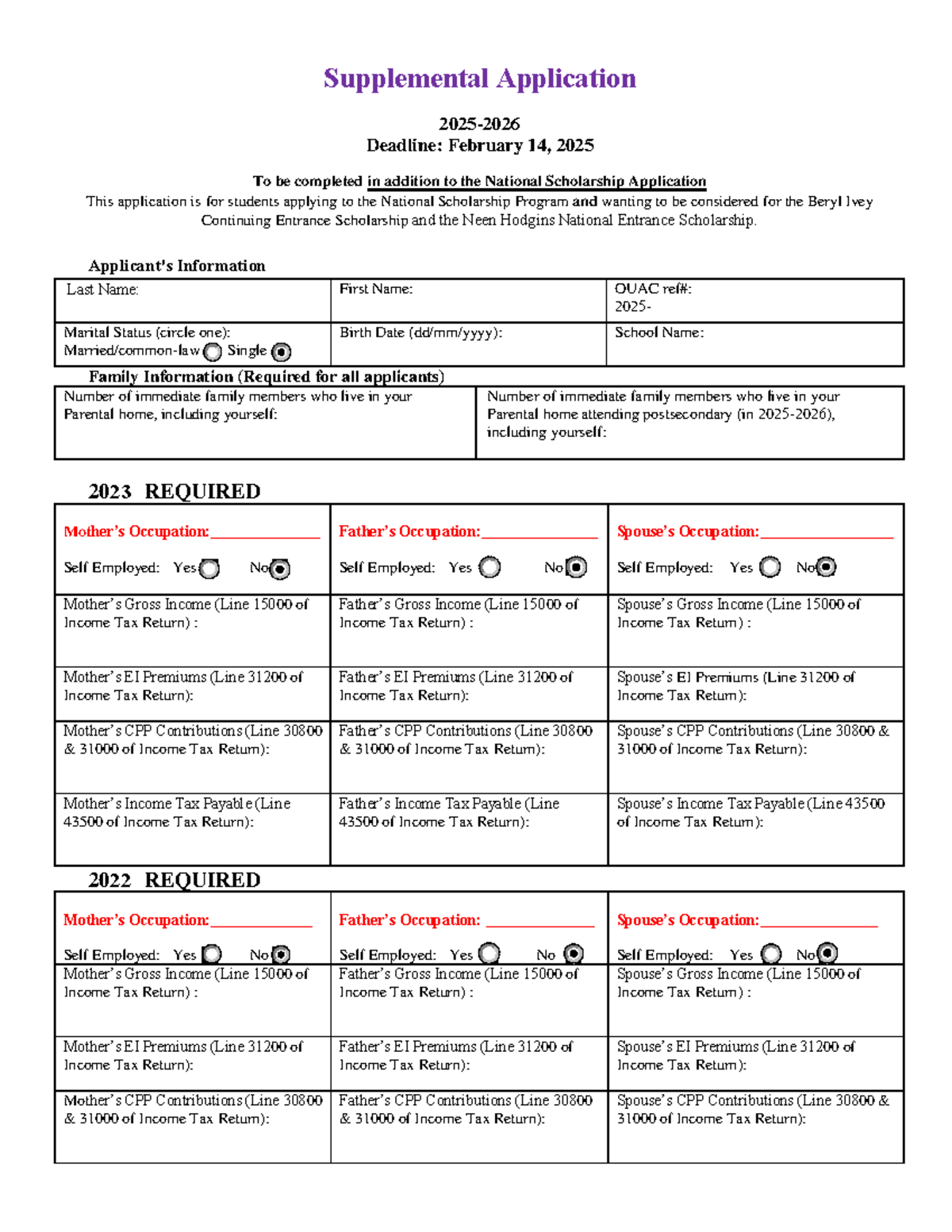 National Scholarship Program Supplemental Application - Last Name ...