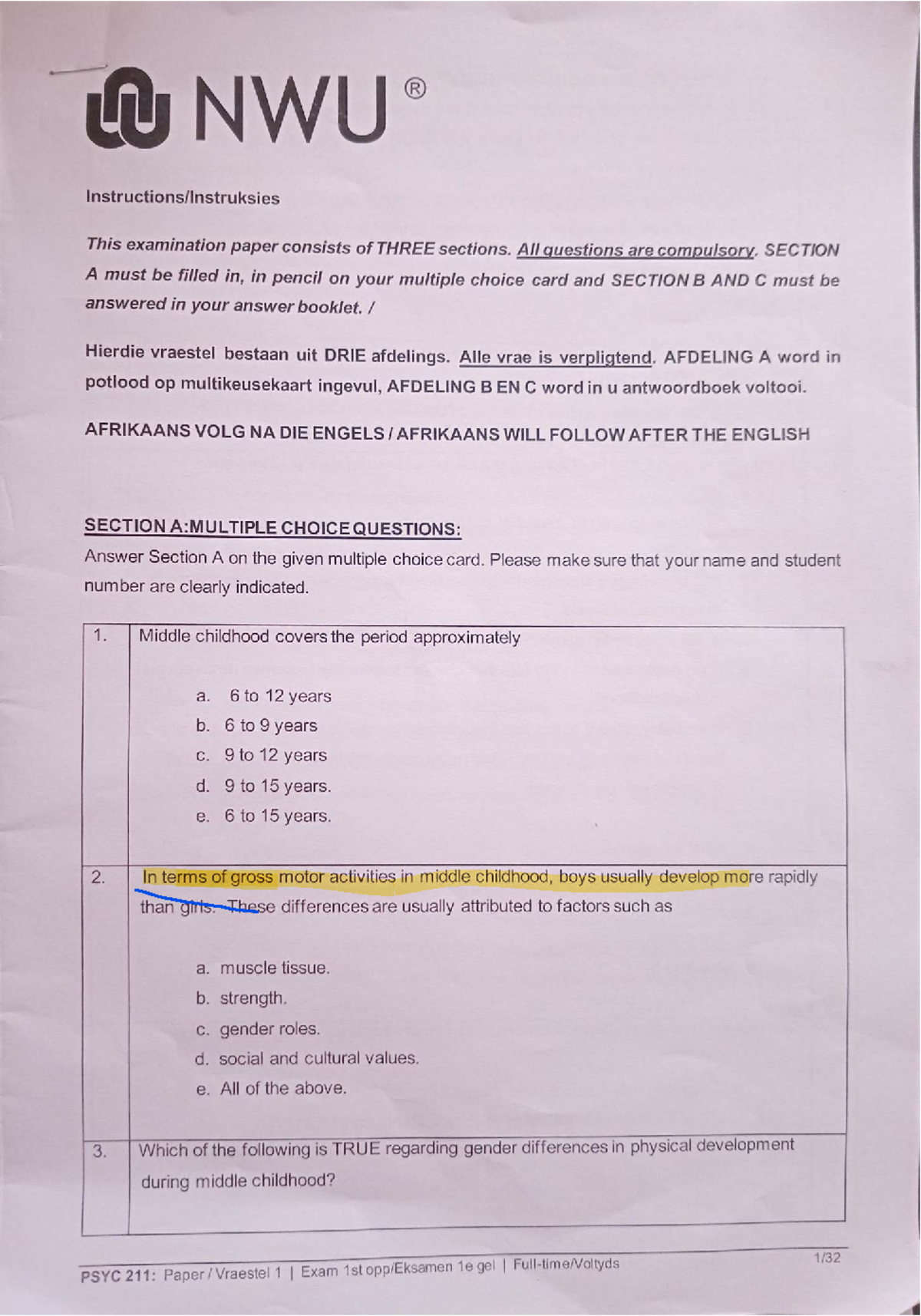 PSYC 211: Final Exam Paper - Comprehensive Review and Questions - Studocu