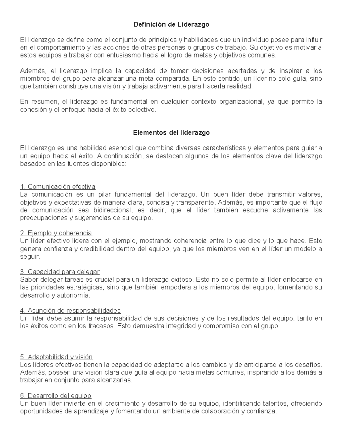 Elementos Clave y Definición del Liderazgo en Contexto Organizacional ...