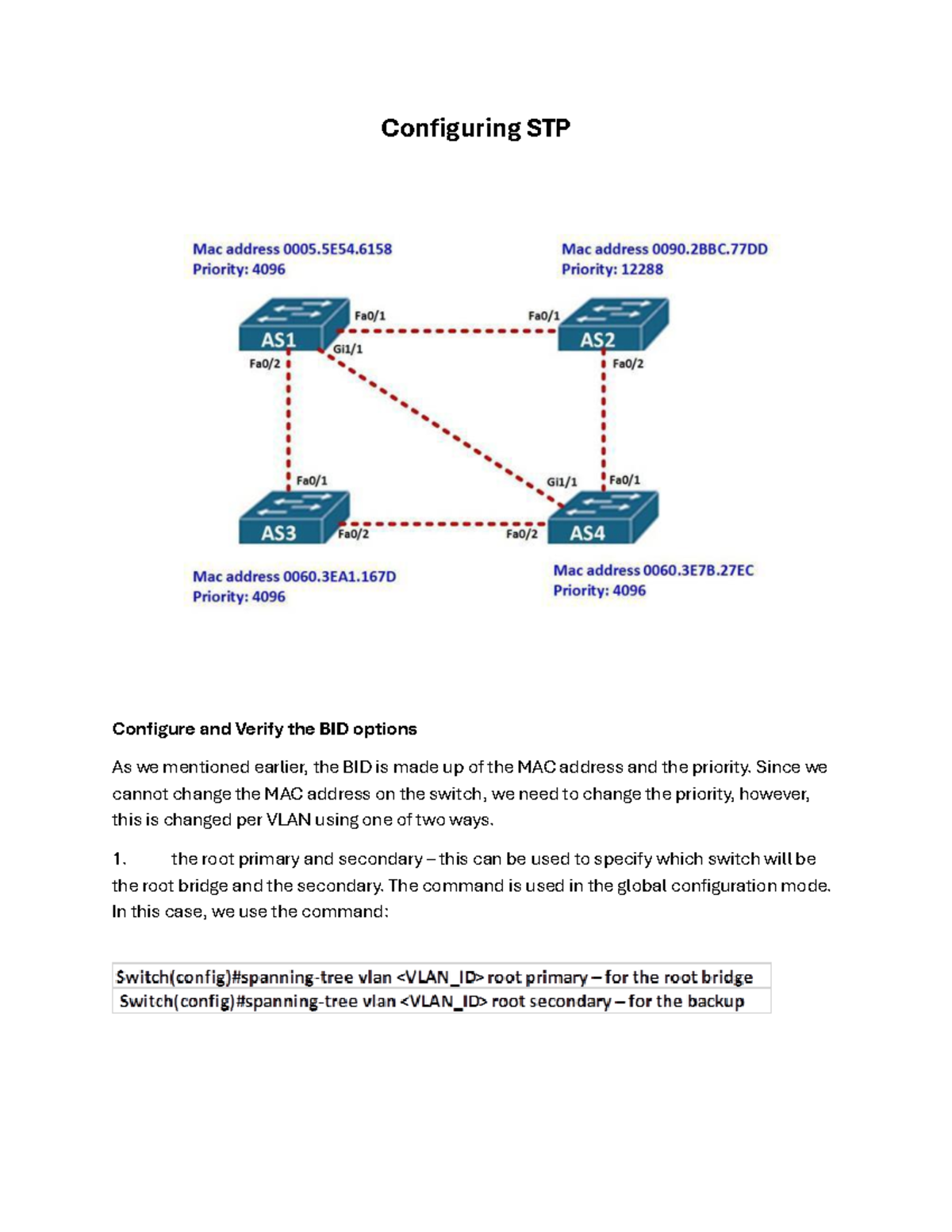 Lecture 6 - STP Configuration & Verification Techniques - Studocu