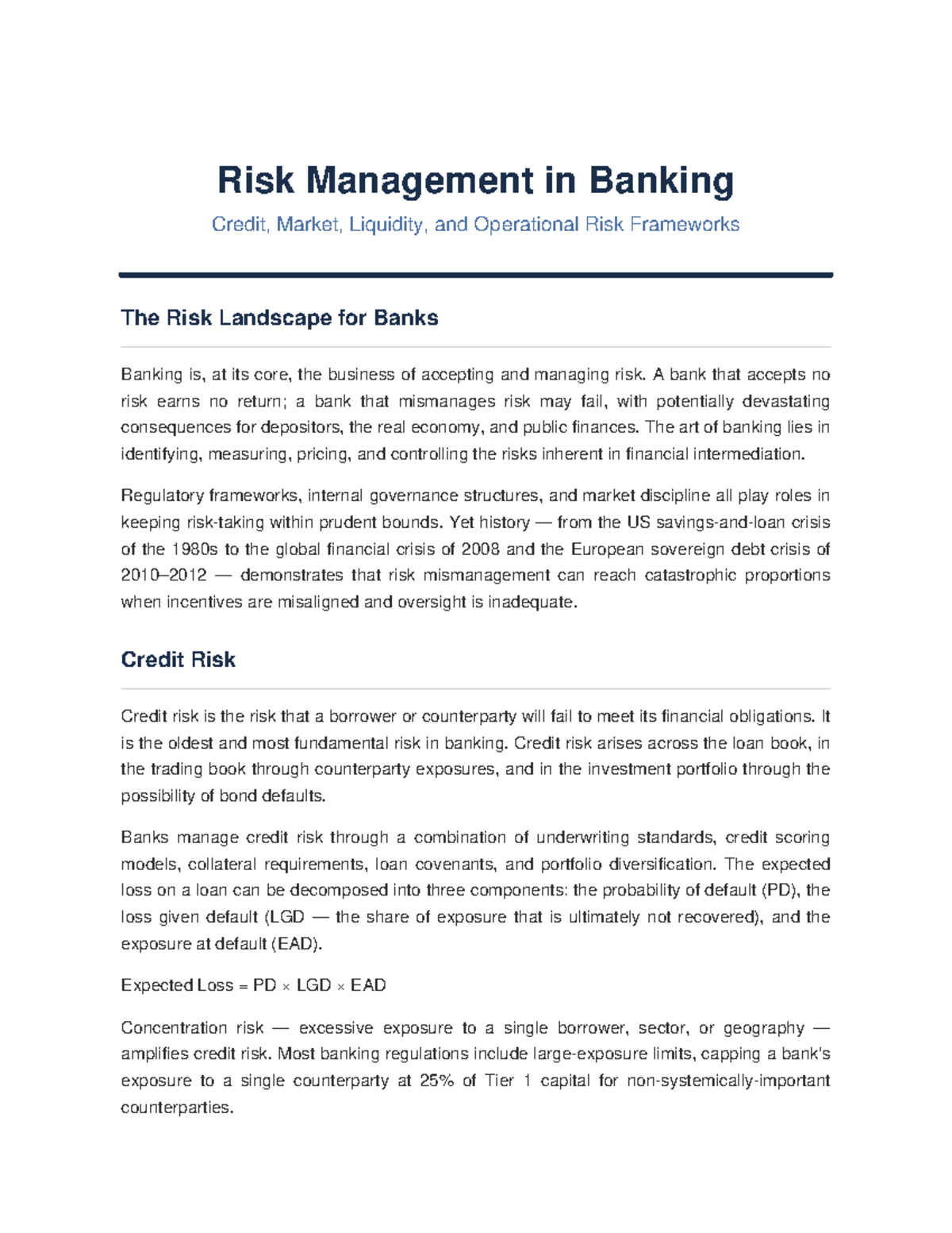 03 Risk Management in Banking: Credit, Market, Liquidity & Ops Risks ...