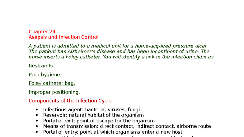 World 24 - Asepsis and Infection Control Overview and Key Concepts ...