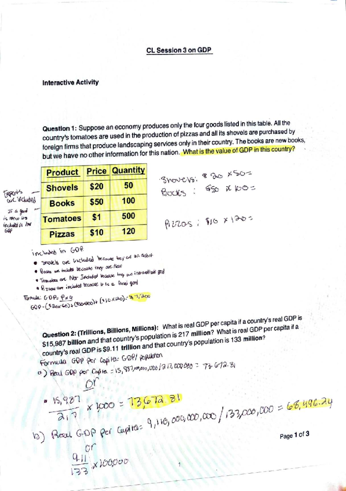 Econ 1 - GDP Interactive Activity Notes for Exams - Studocu