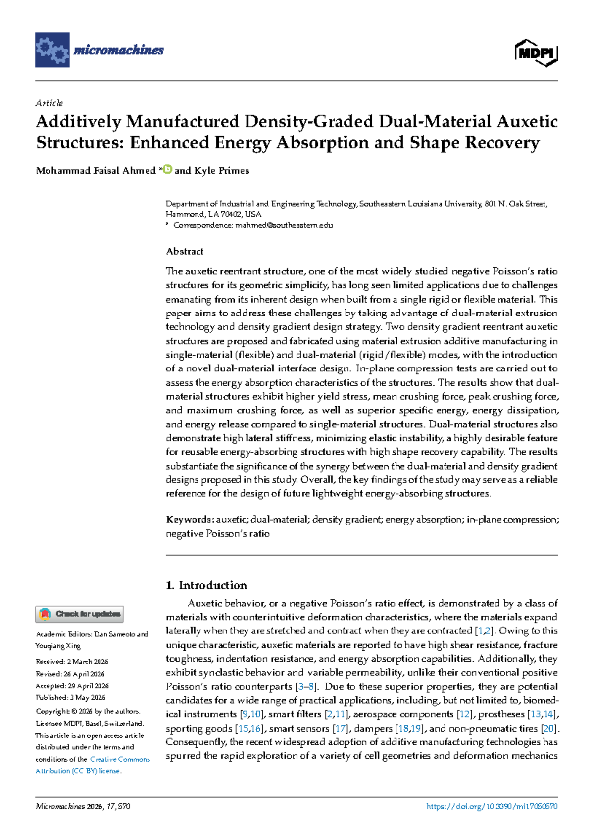 Additive Manufacturing of Auxetic Structures: Energy Absorption ...