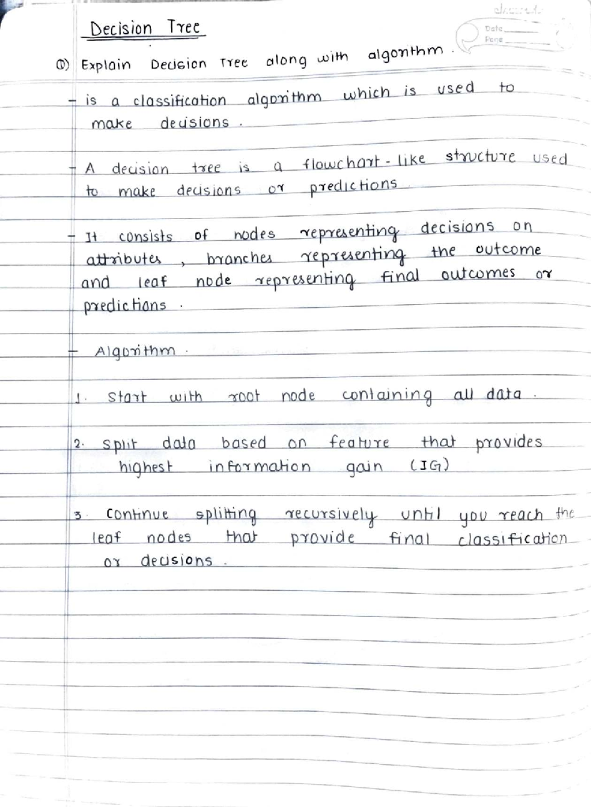 Decision Tree & Clustering Algorithms: DWM Theory Notes - Studocu