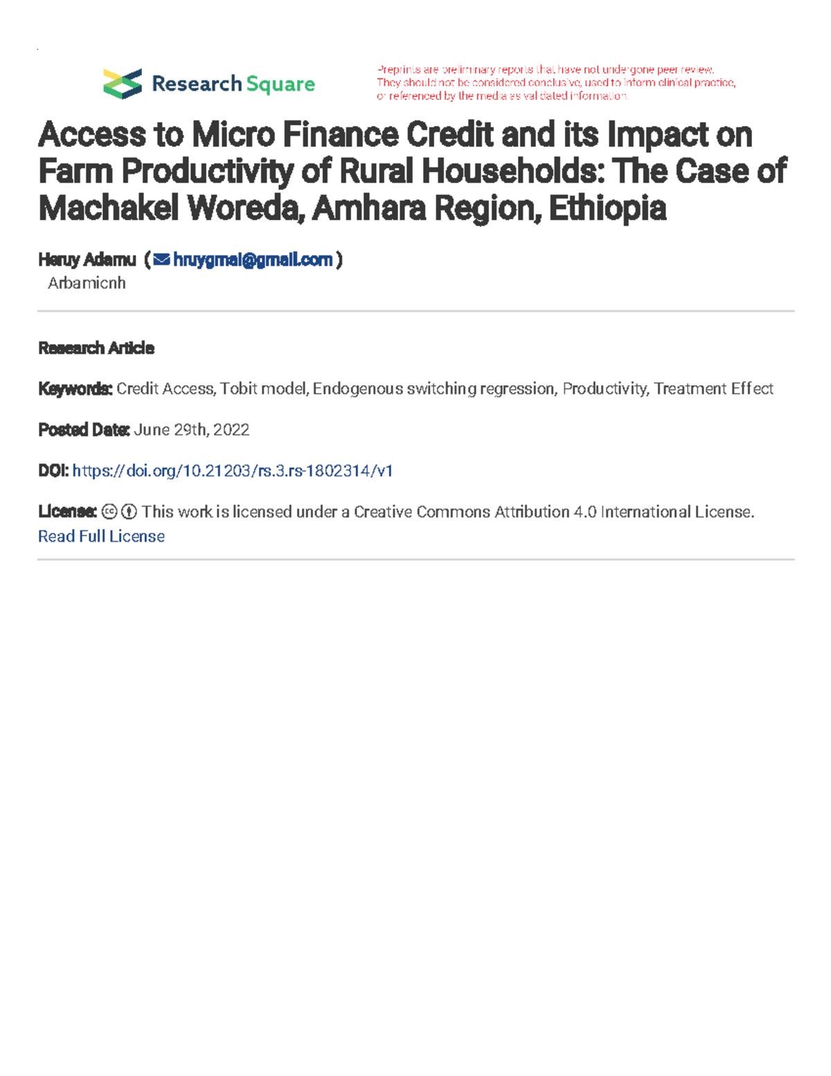 Agricultural credit 2 - Access to Micro Finance Credit and its Impact ...