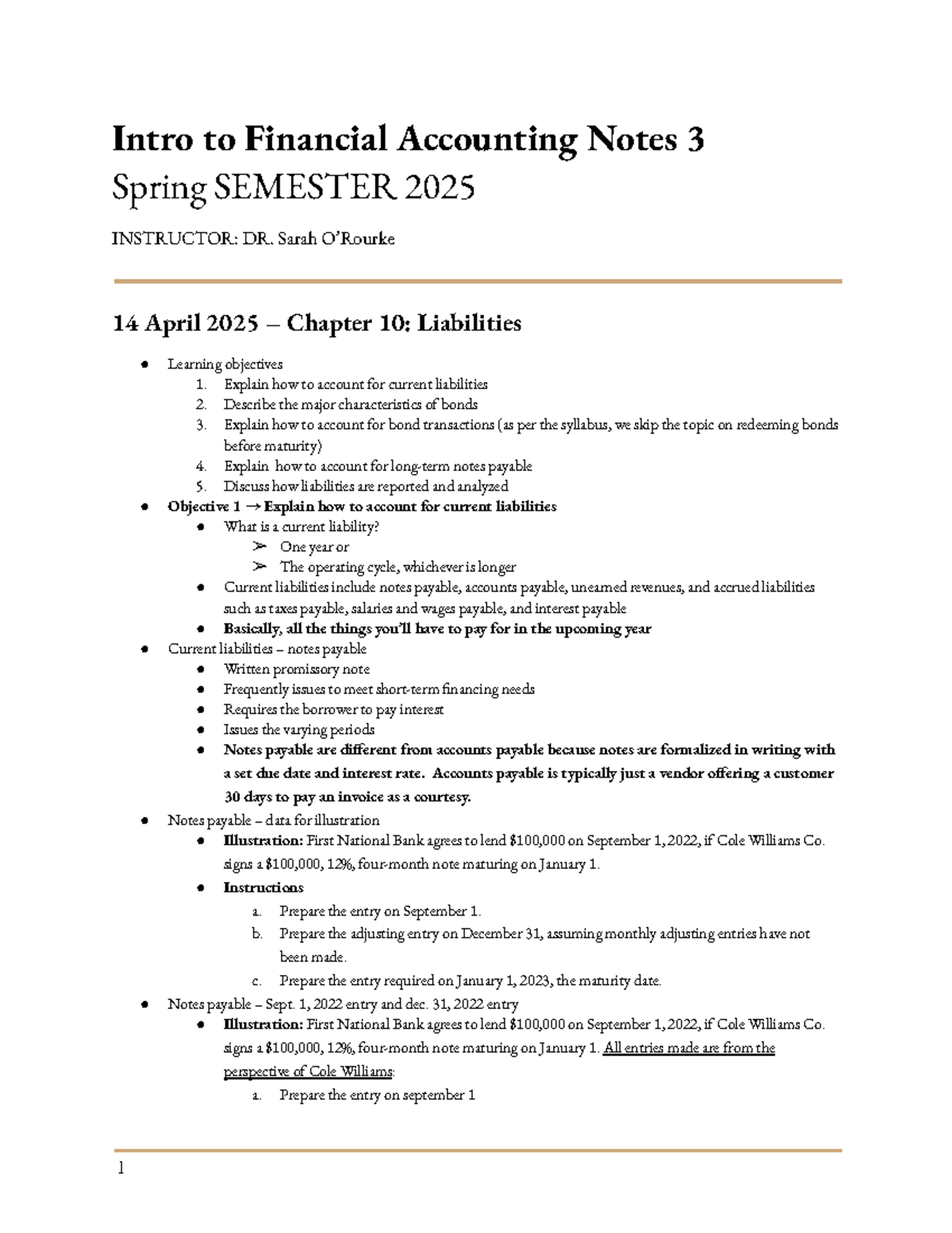 Financial Accounting Notes: Liabilities & Equity (Chapters 10-11 ...