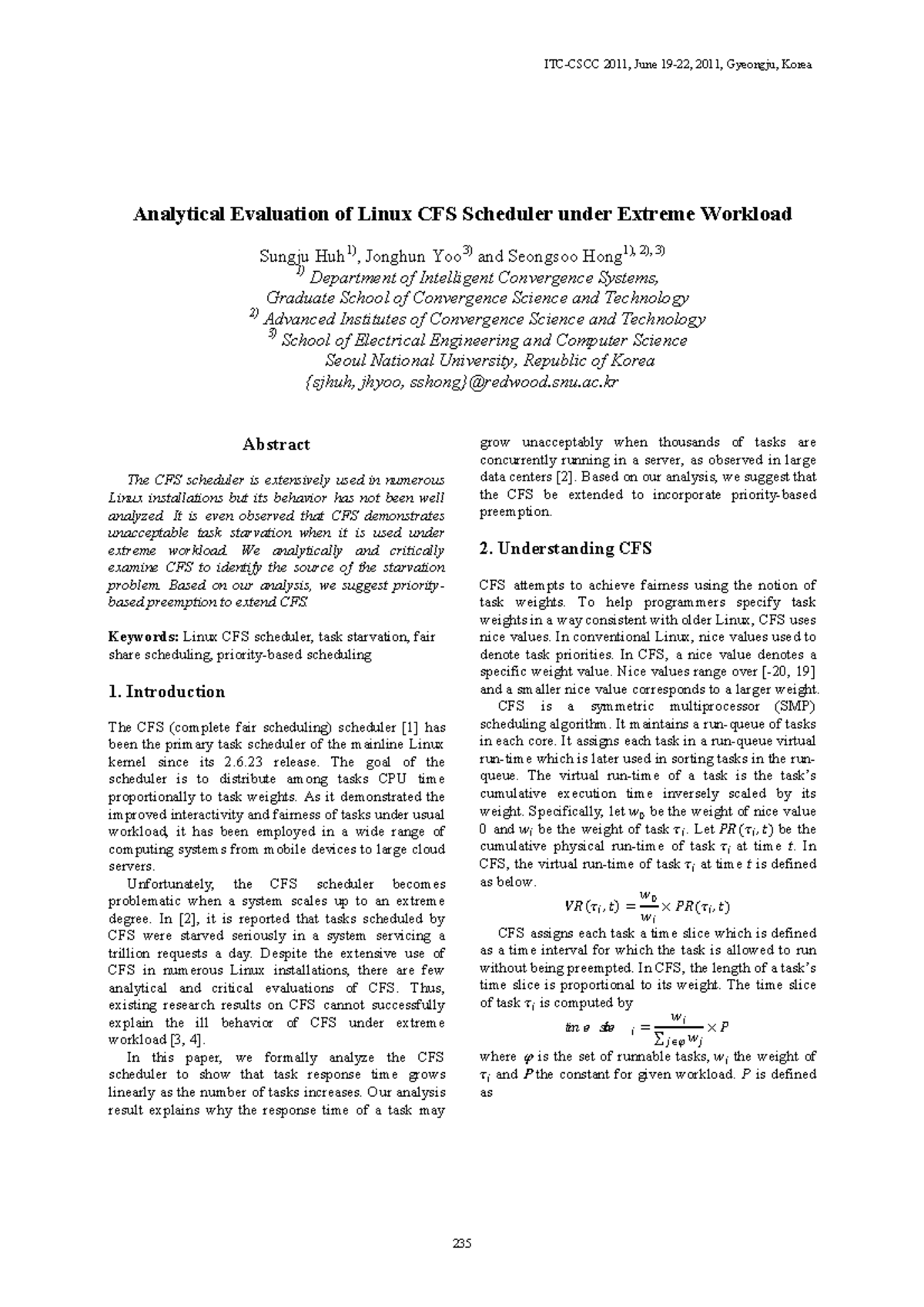 Analytical Evaluation of Linux CFS Scheduler under Extreme Workload ...