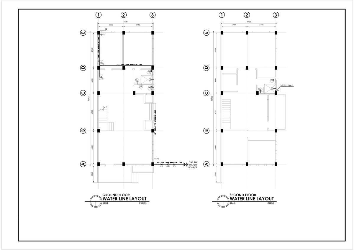 Waterline Layout Plan for Project 16100: Residential Building Design ...