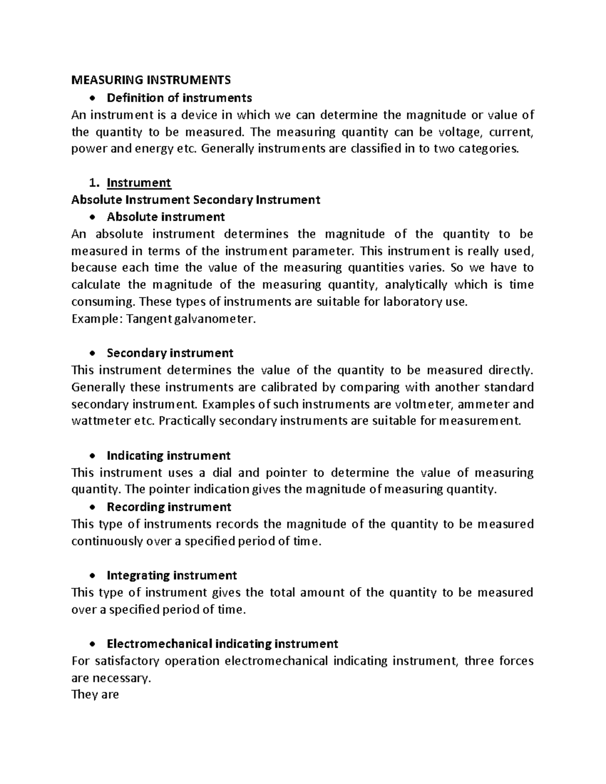 Understanding Measuring Instruments in Electrical Engineering - Studocu